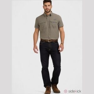 Columbia Beige Short Sleeve Shirt Men's Large